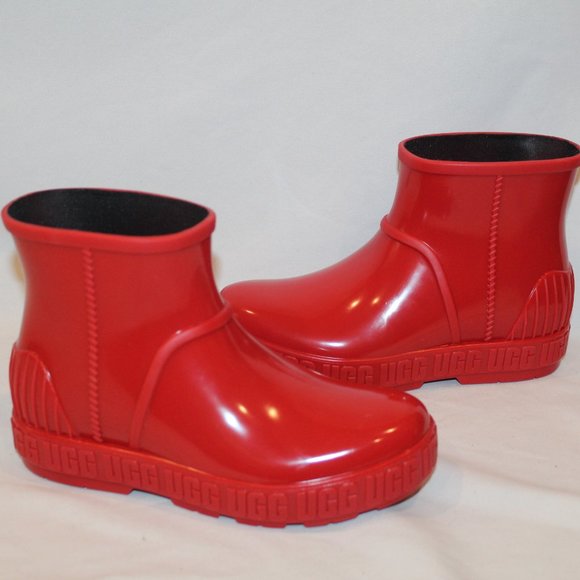 NIB UGG GIRL'S SZ 3 DRIZLITA SHORT RUBBER RAIN‎ BOOTS RED - Picture 2 of 6